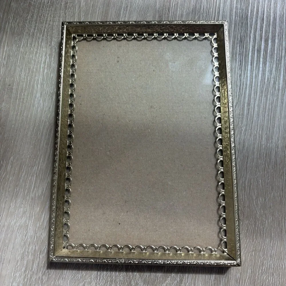Vintage Ornate Gold Tone Filigree Metal Picture Frame 5x7 Tabletop Easel